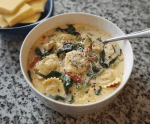 Creamy Tuscan Ravioli Soup