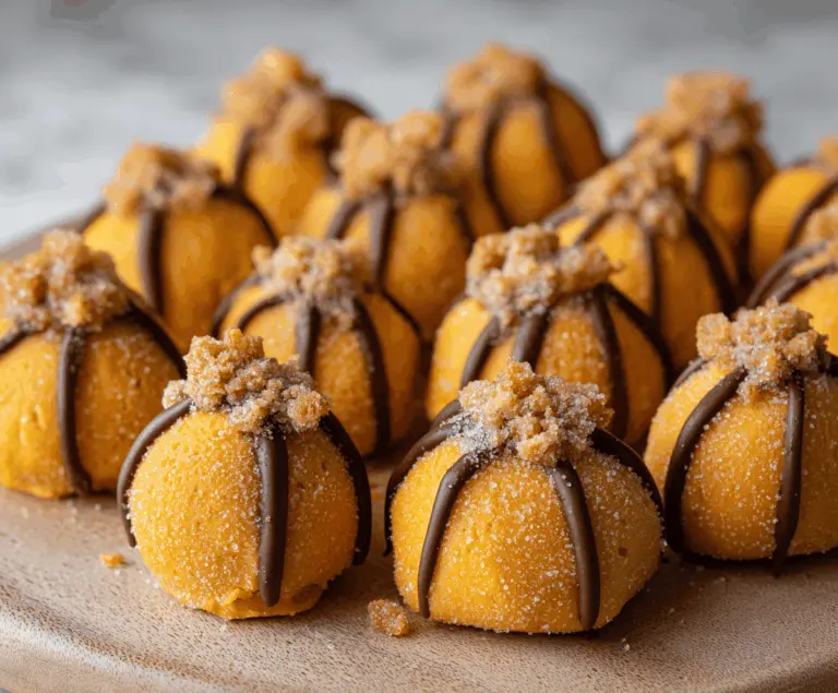 Creamy Pumpkin Cheesecake Truffles with a chocolate coating, perfect for fall desserts and festive gatherings.