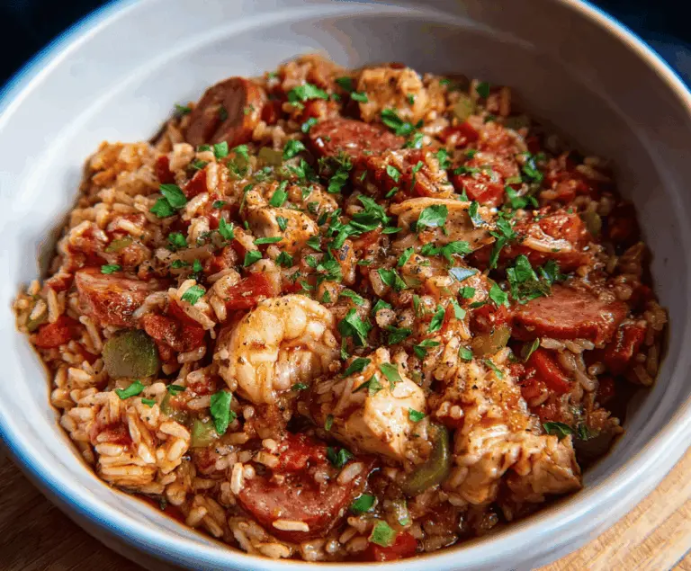 Delicious Slow Cooker Chicken Jambalaya with colorful vegetables and seasoned rice in a slow cooker