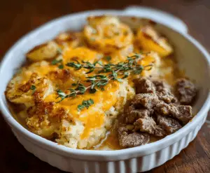 Slow Cooker Steak and Cheddar Potato Casserole