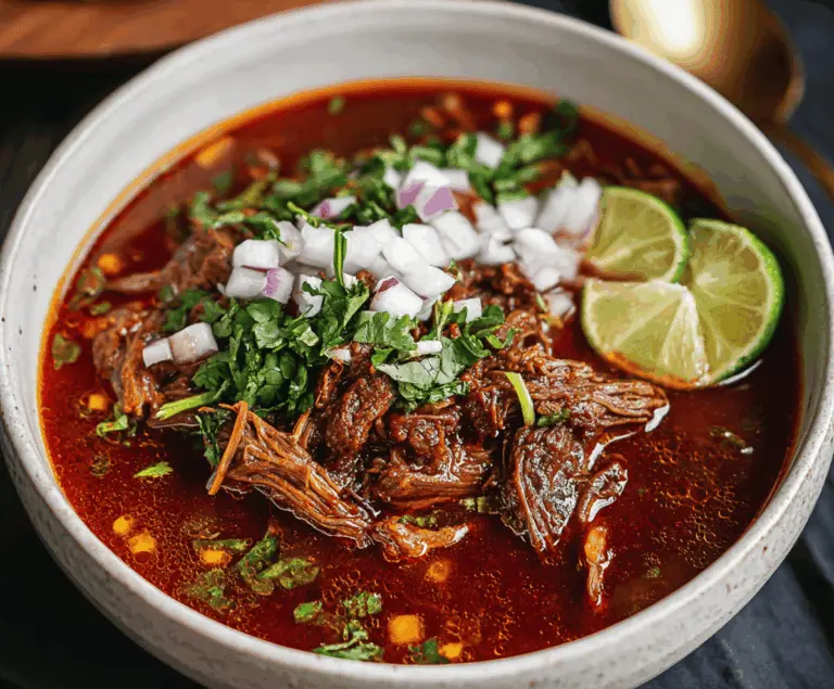 Delicious Mexican Birria served in a bowl with tender shredded meat, rich broth, fresh cilantro, and warm corn tortillas, showcasing the best-ever authentic recipe.