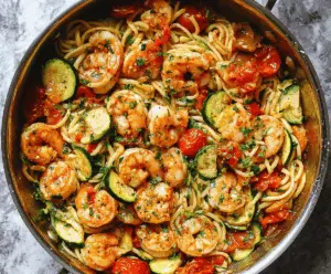 Tomato Zucchini Shrimp Pasta
