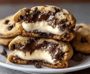 Chocolate Chip Cookies with Creamy Cheesecake Filling
