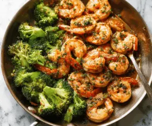 Garlic Butter Shrimp and Broccoli Skillet