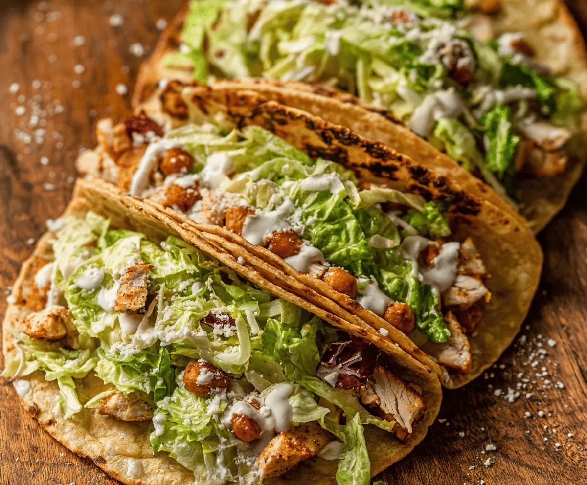 Easy Smash Chicken Caesar Tacos