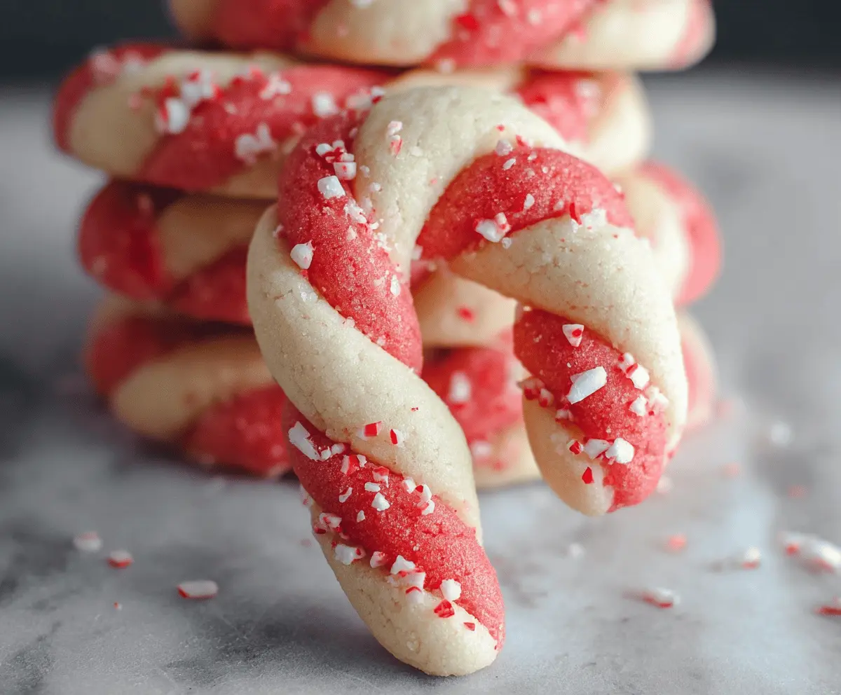 Festive Candy Cane Cookies decorated with red and white icing for the holiday season