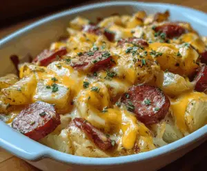 Cheesy Ranch Potatoes and Smoked Sausage