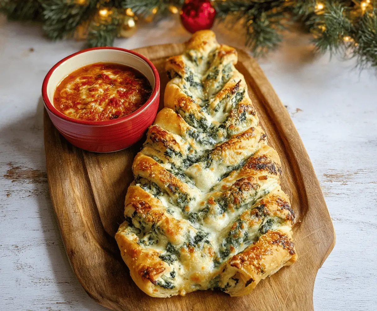 Easy Christmas Tree Spinach Dip Breadsticks