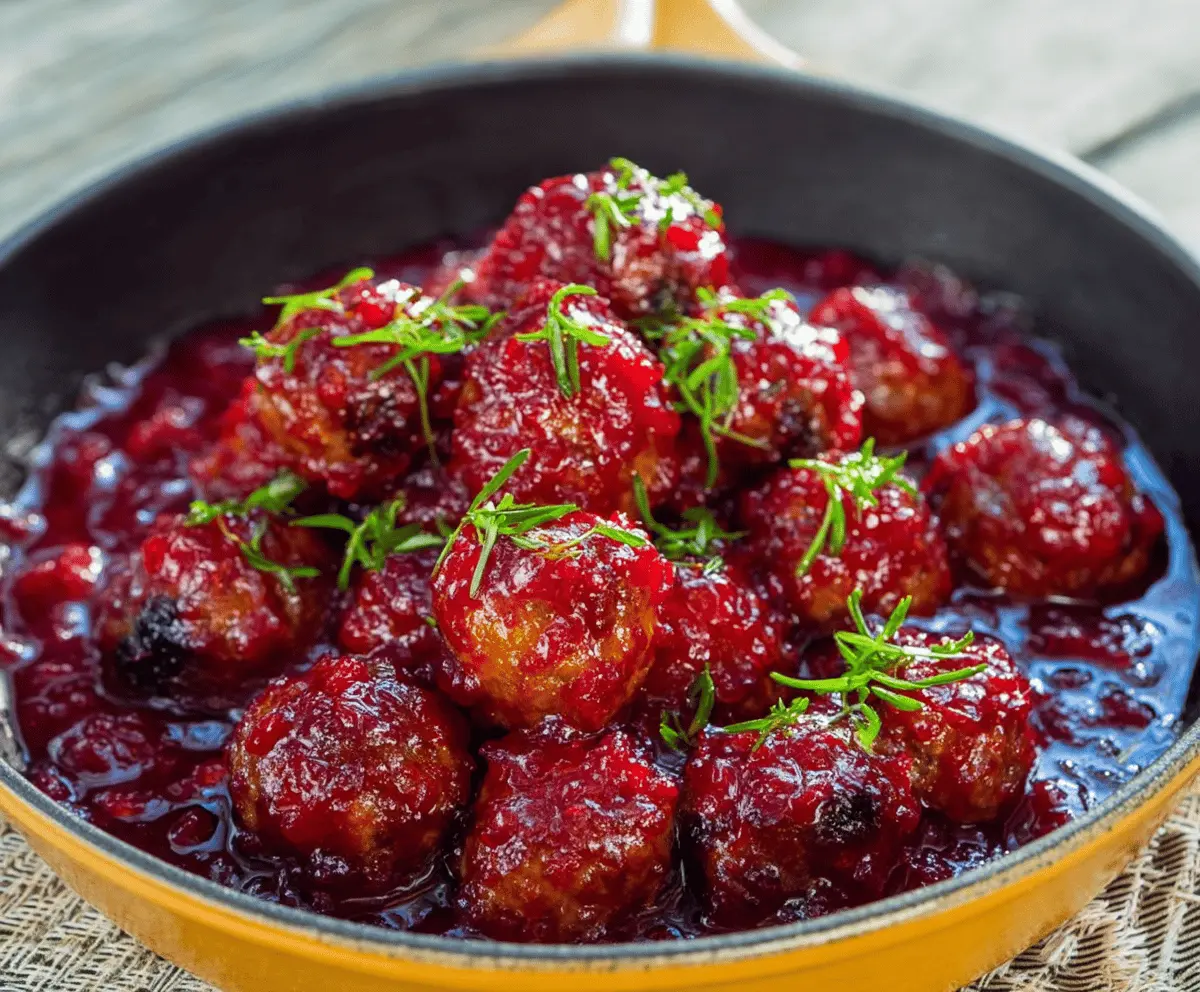 Delicious cranberry sauce meatballs, perfect for holiday parties and gatherings.