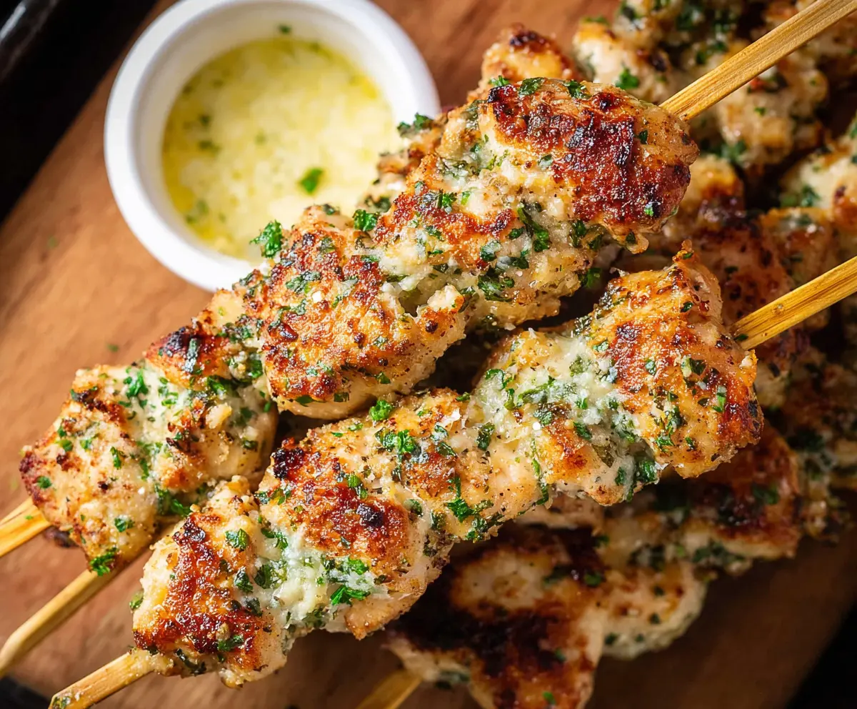 Easy Garlic Parmesan Chicken Skewers