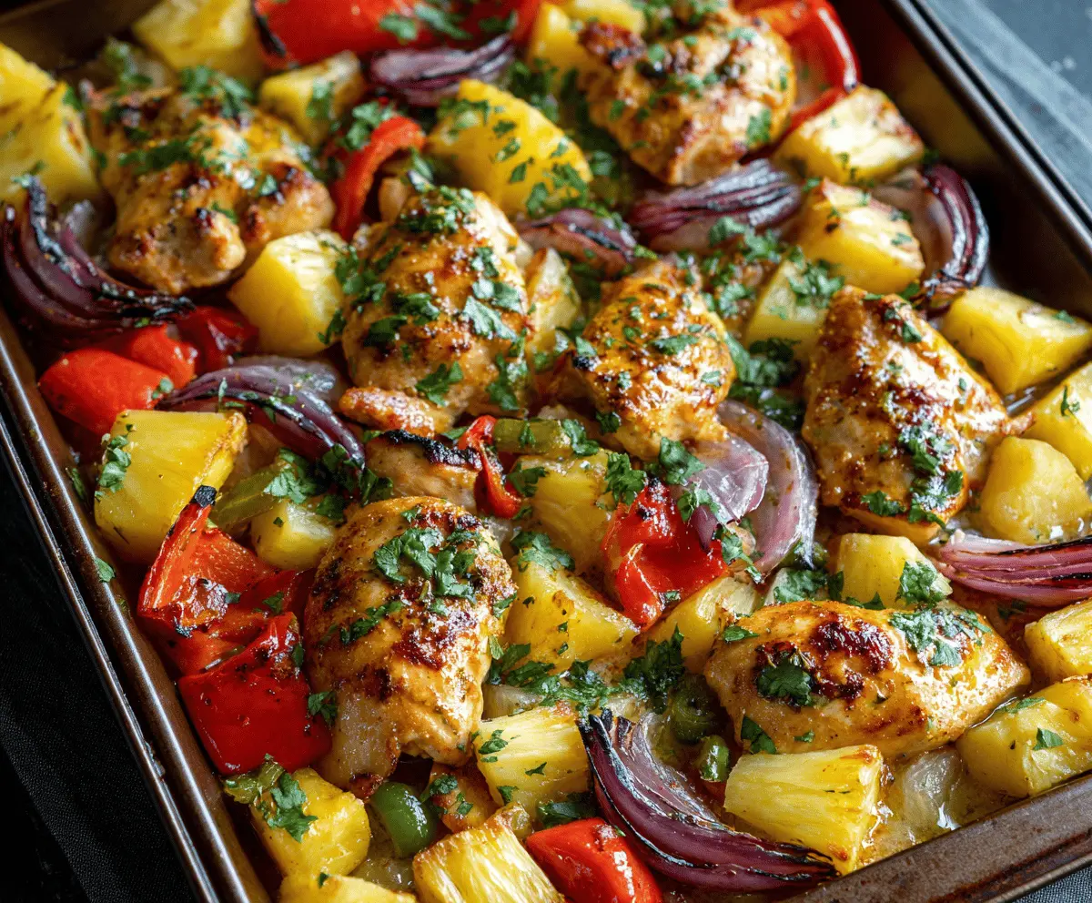 Easy Hawaiian Chicken Sheet Pan
