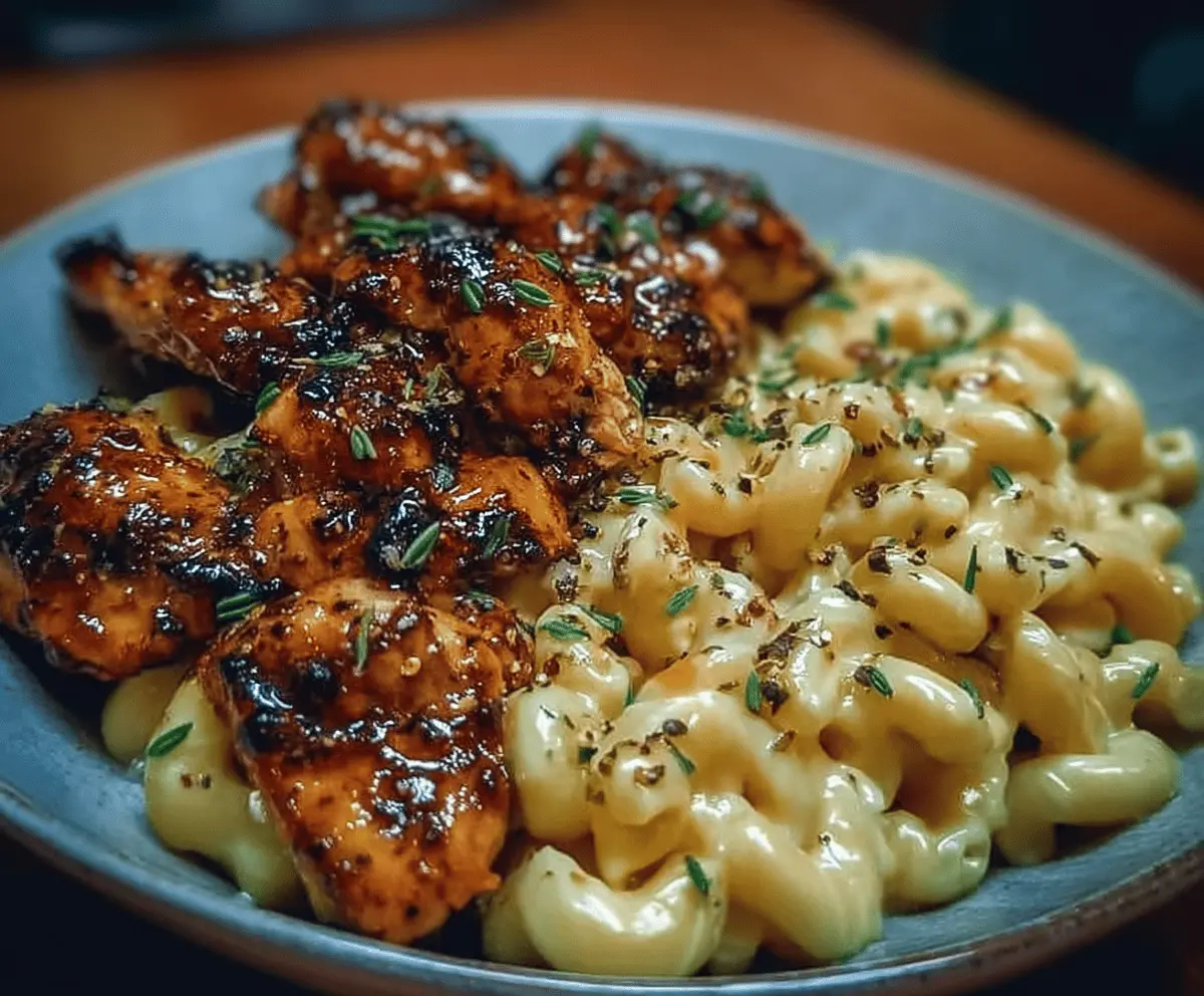 Honey Pepper Chicken with Macaroni Cheese