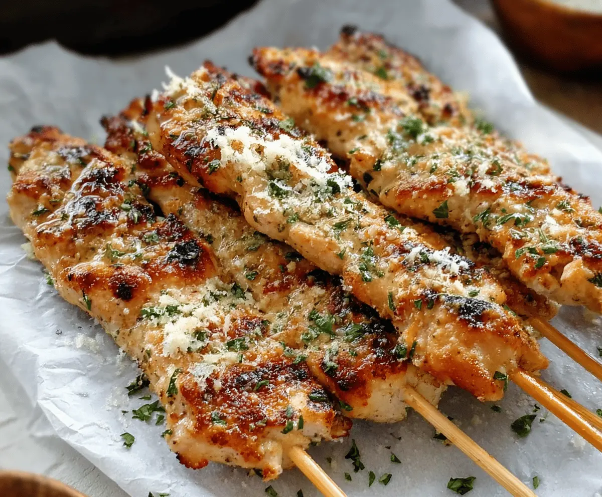 Easy Ranch Garlic Parmesan Chicken Skewers