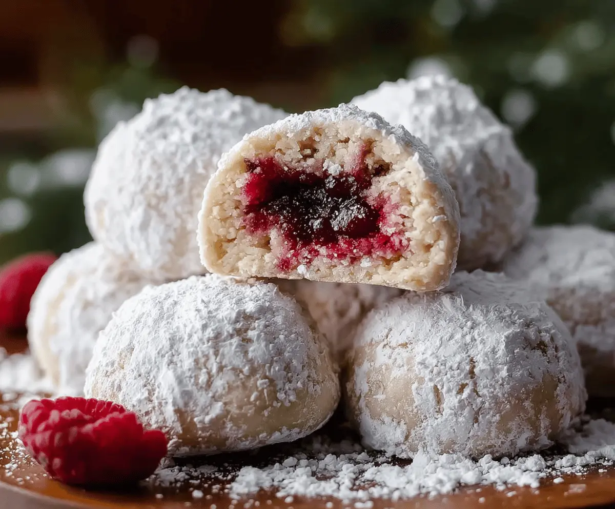 Easy Raspberry Almond Snowball Cookies