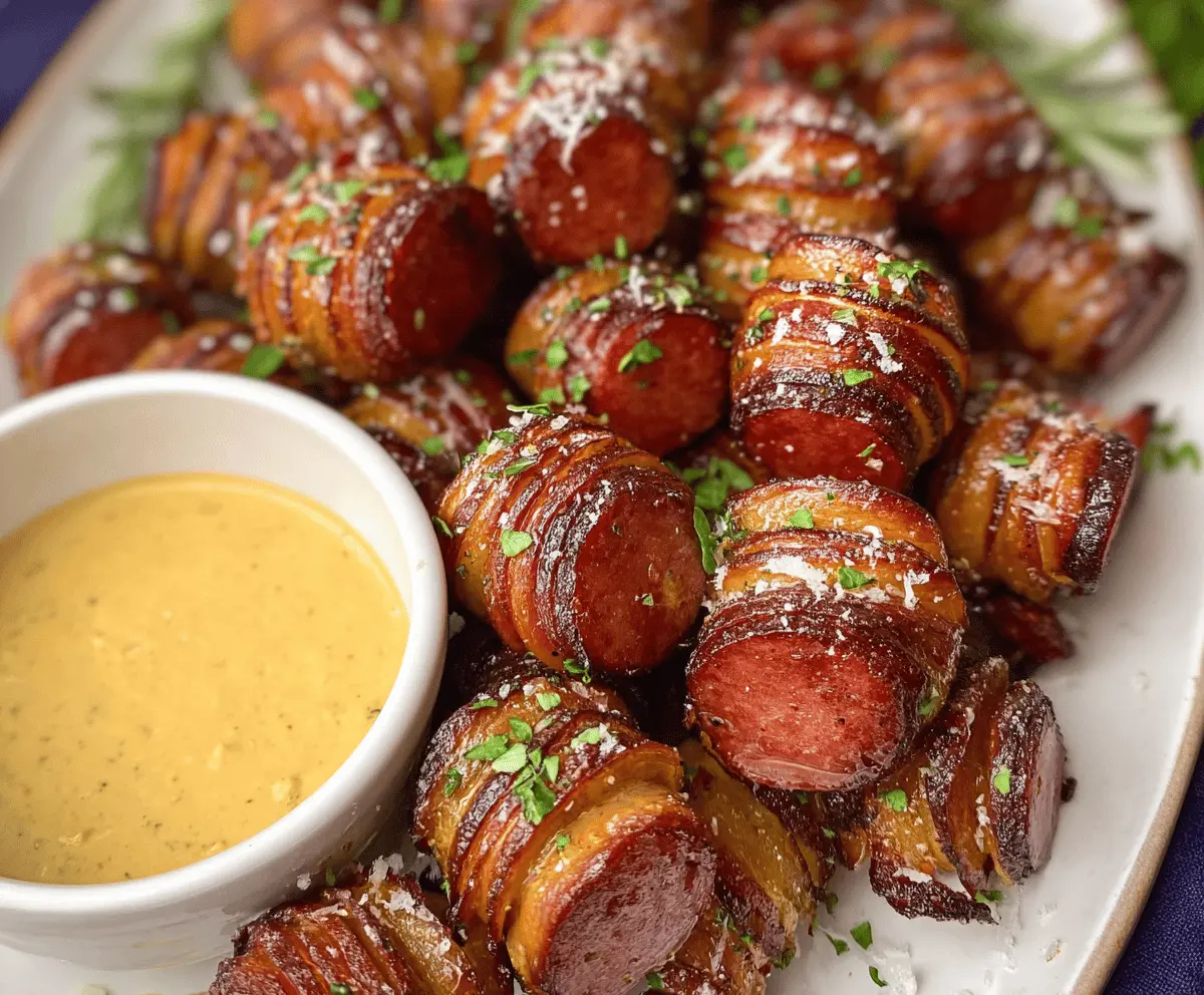 Easy Savory Mustard Hasselback Kielbasa Bites