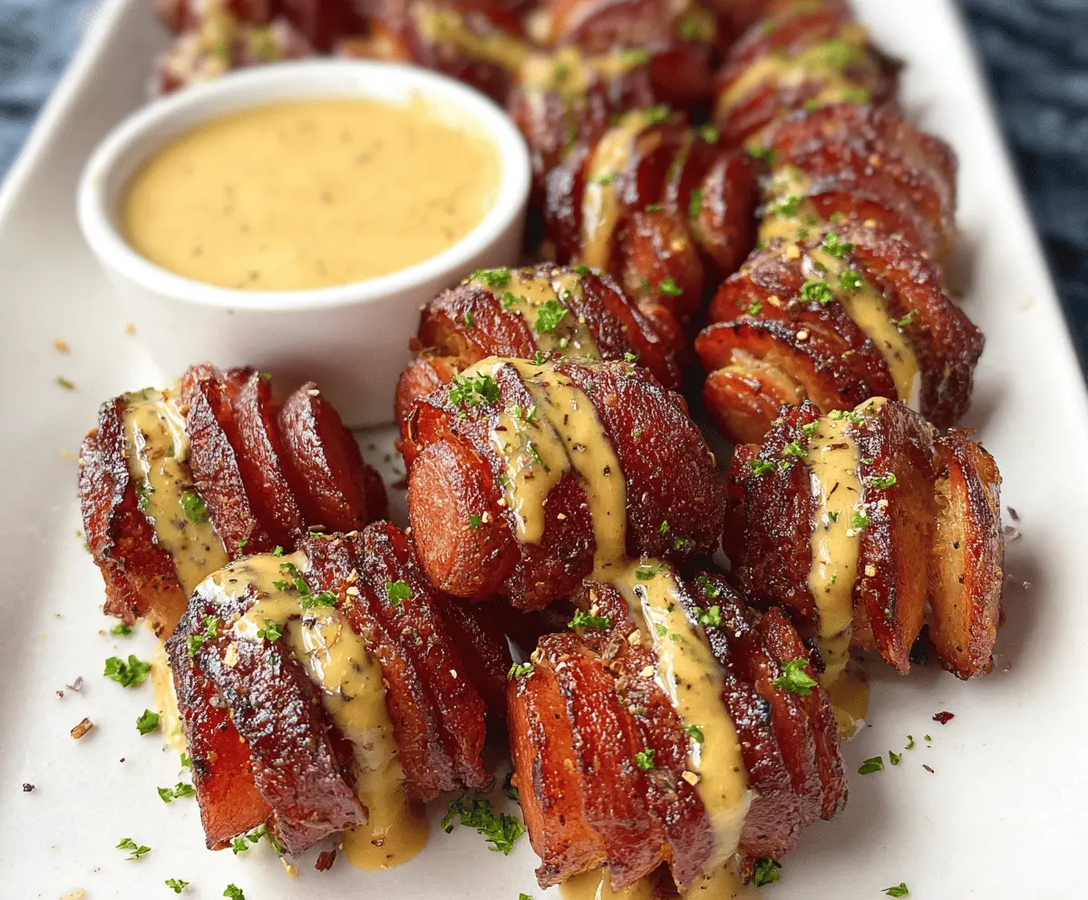 Mustard Hasselback Kielbasa Bites