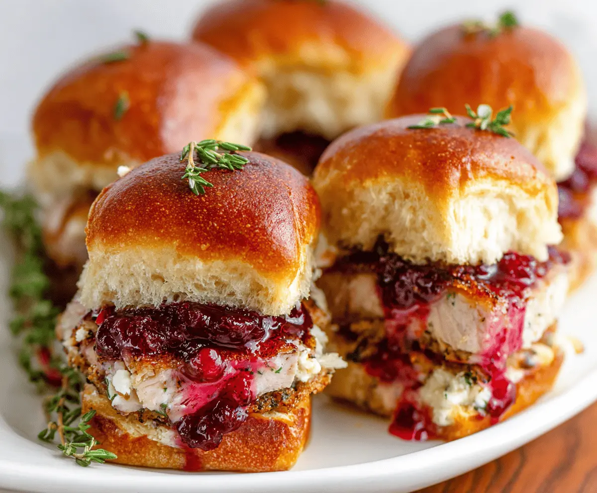 Delicious Turkey Cranberry Sliders with fresh ingredients and festive presentation.