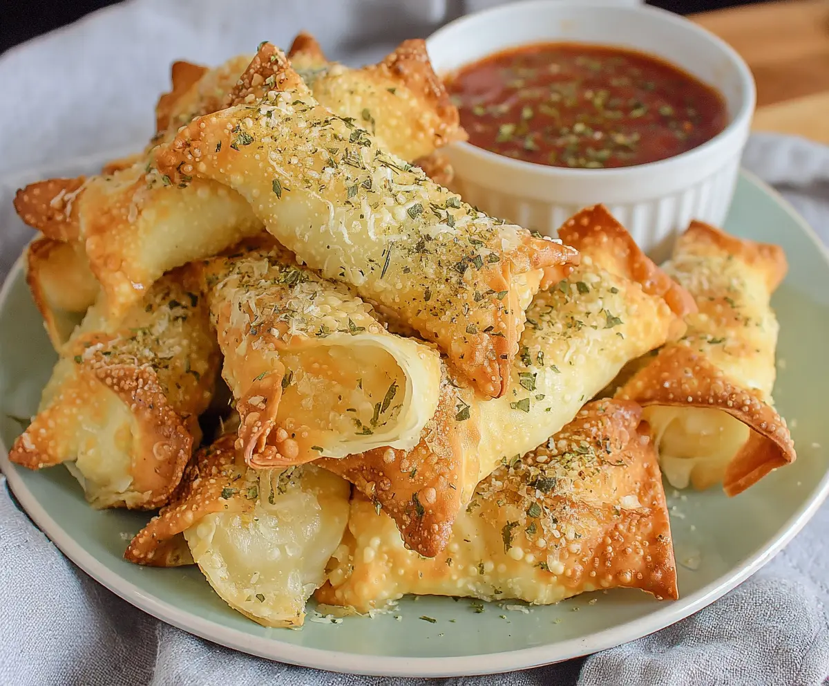 Crispy Air Fryer Wonton Mozzarella Sticks