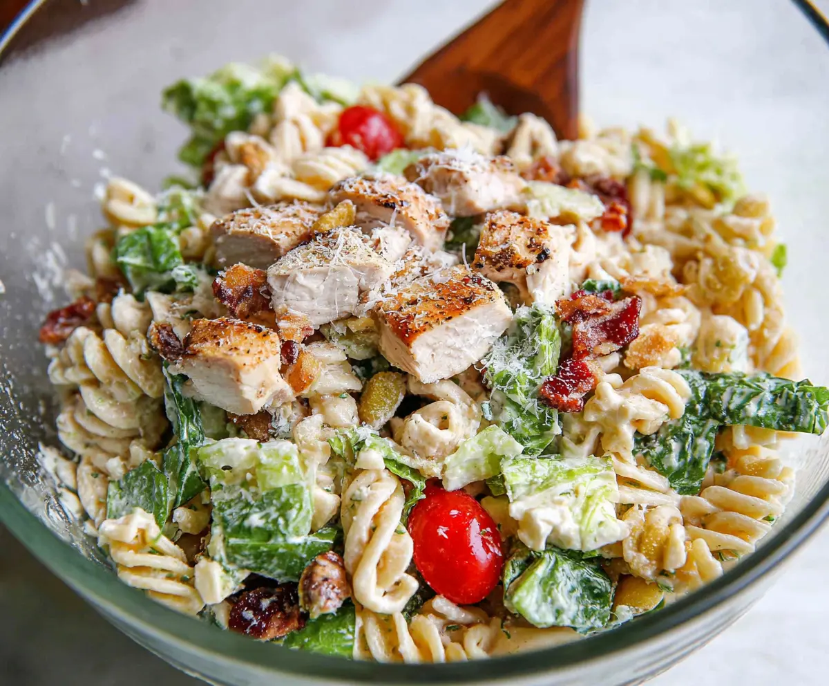 Easy Chicken Caesar Pasta Salad