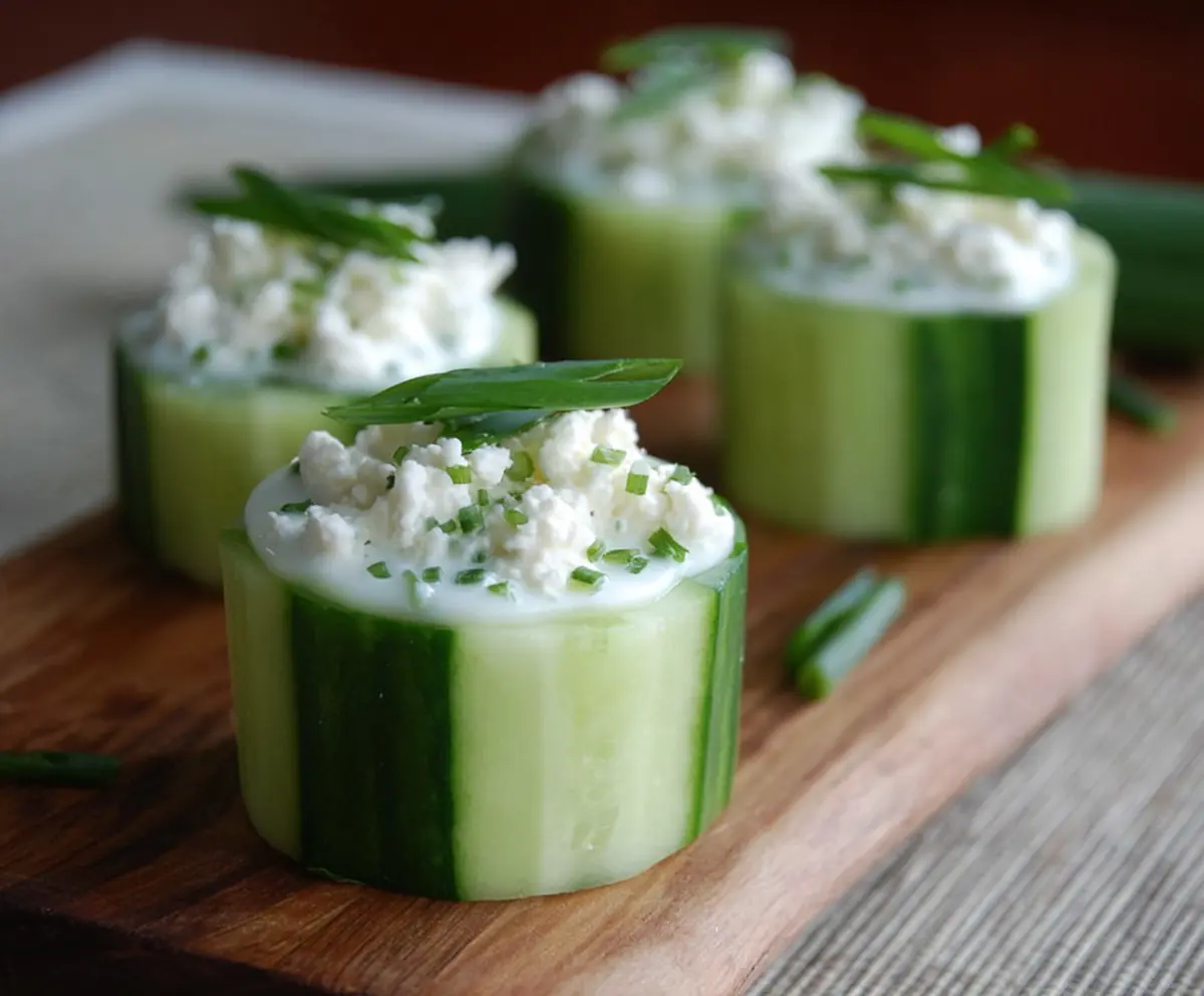 Easy Cottage Cheese Cucumber Cups
