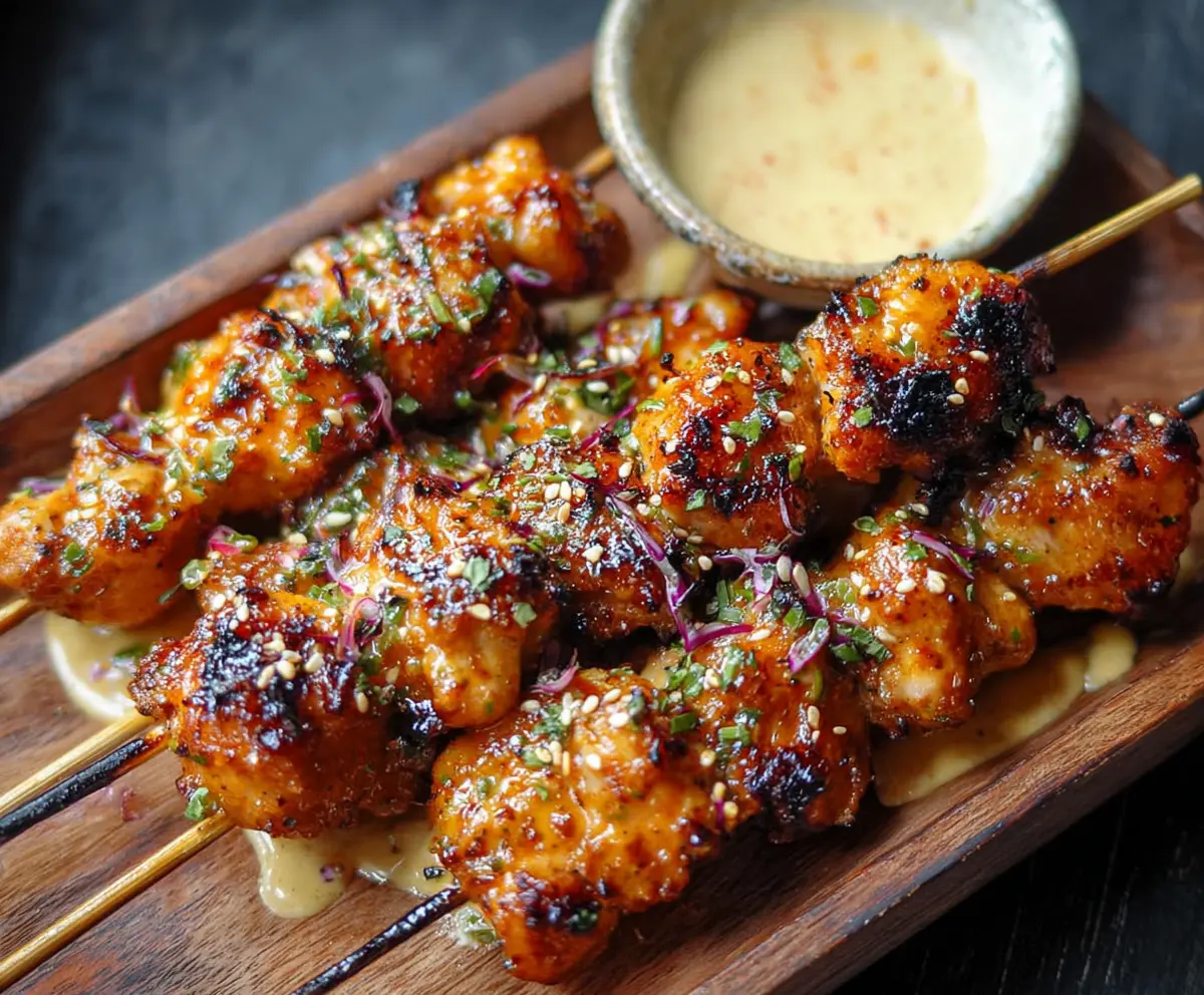 Easy Crispy Bang Bang Chicken Skewers