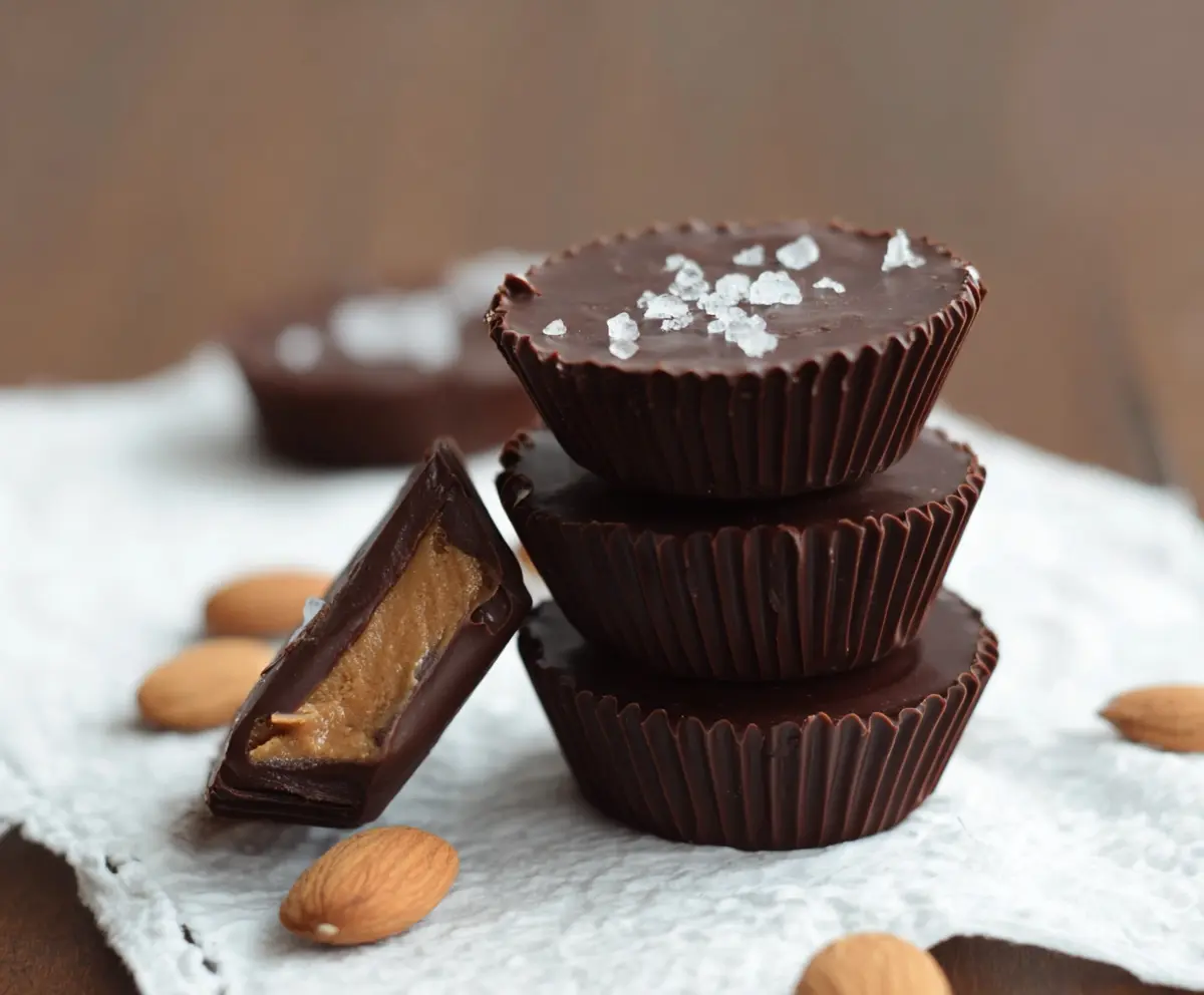 Easy Dark Chocolate Almond Butter Cups