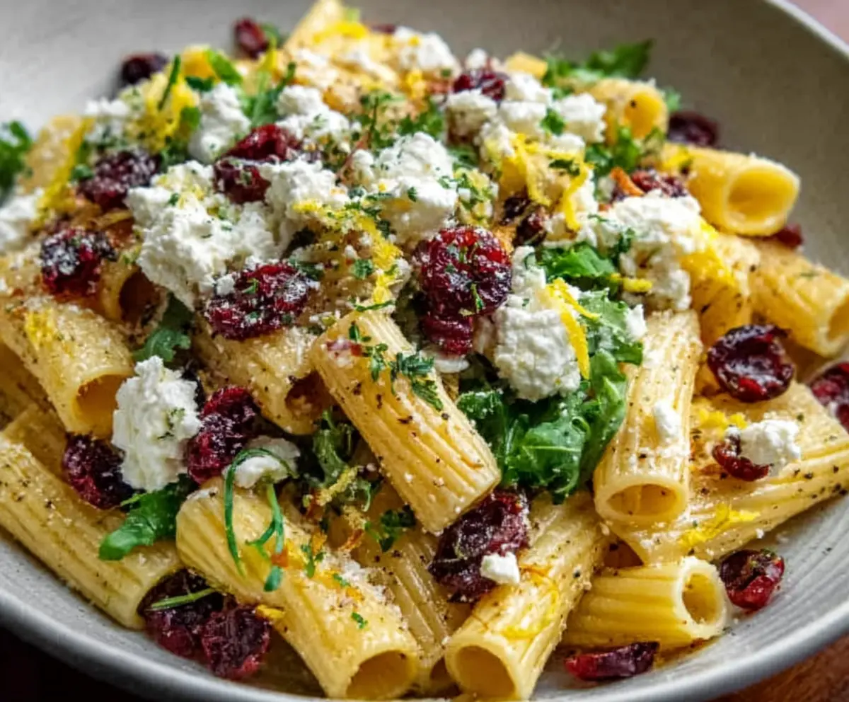 Easy Feta Cranberry Rigatoni Salad
