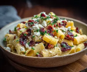 Feta & Cranberry Rigatoni Salad with Lemon Vinaigrette
