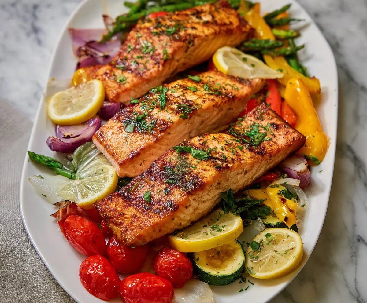 Easy Grilled Salmon & Roasted Veggies
