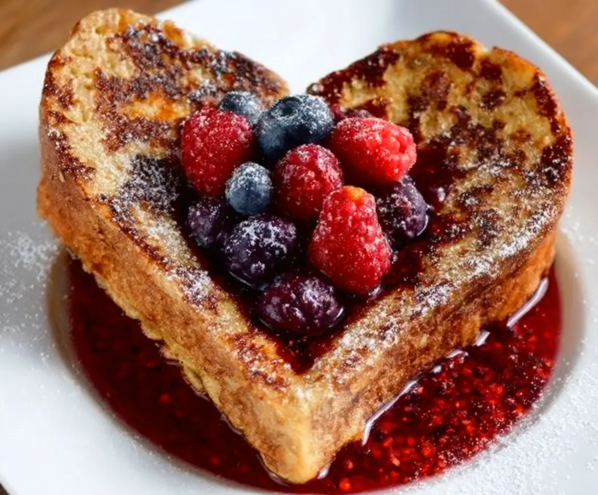 Heart-Shaped French Toast with Berry Sauce