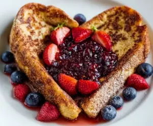 Heart-Shaped French Toast with Berry Compote