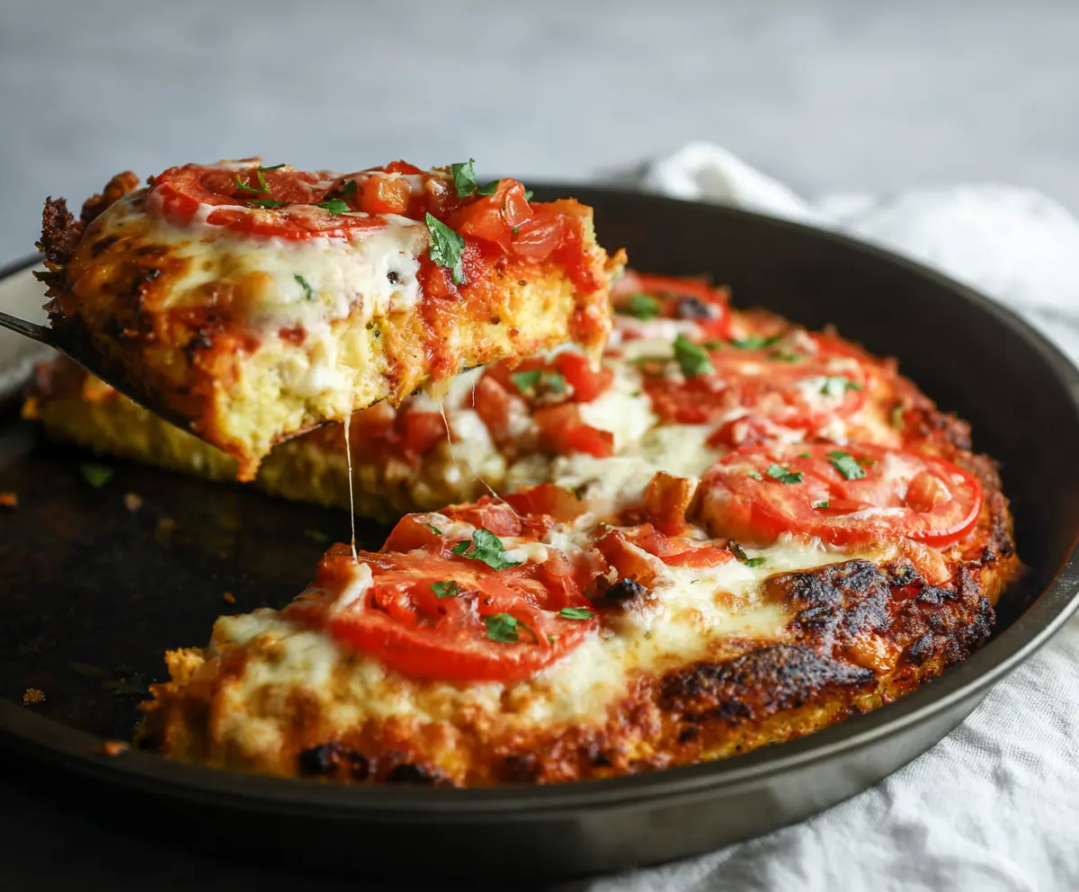 High Protein Cottage Cheese Pizza topped with fresh vegetables and melted cheese, perfect for a healthy meal.