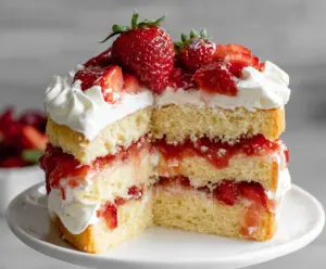 Layered Strawberry Shortcake Cake