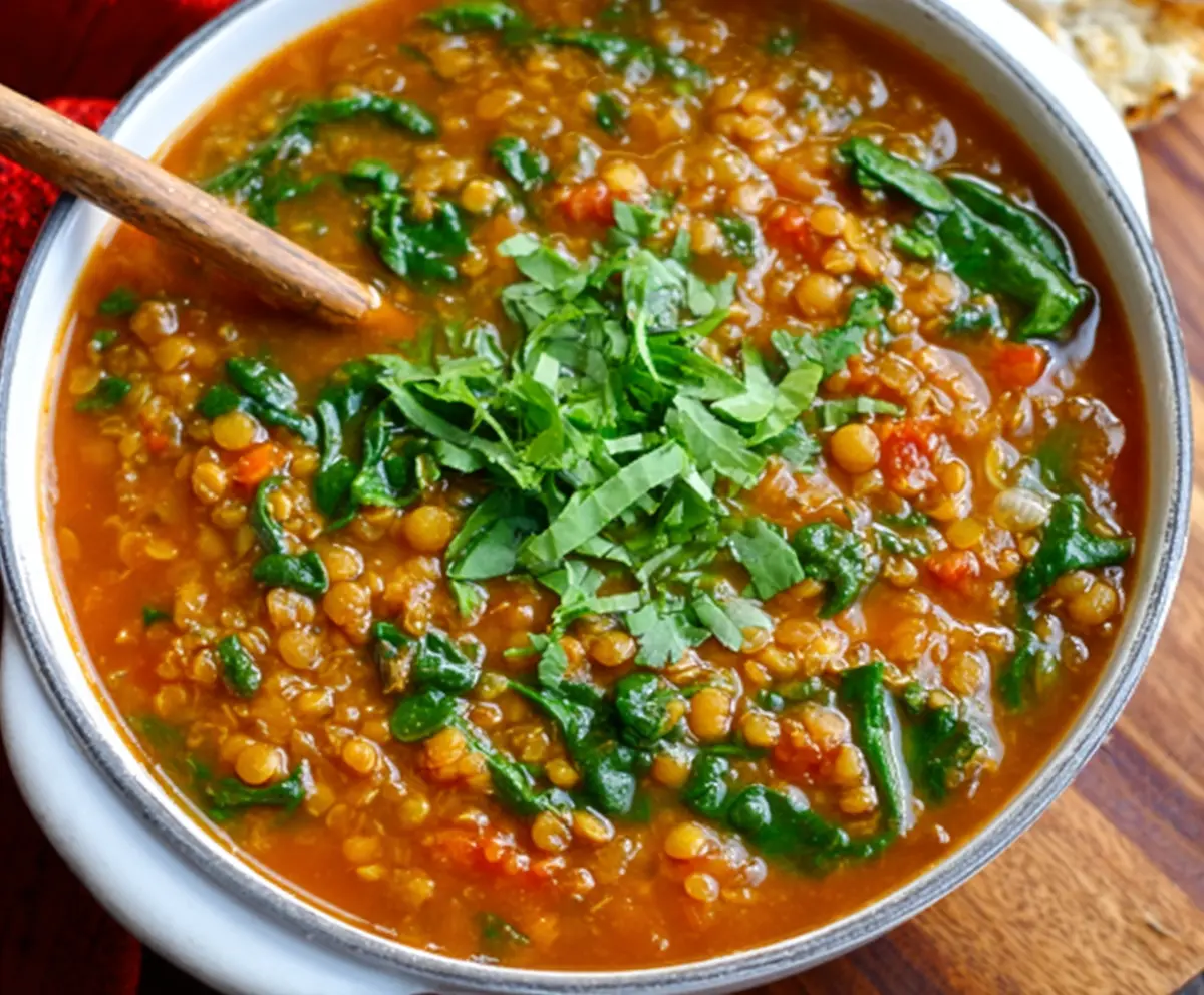 Easy Lentil & Spinach Soup Recipe
