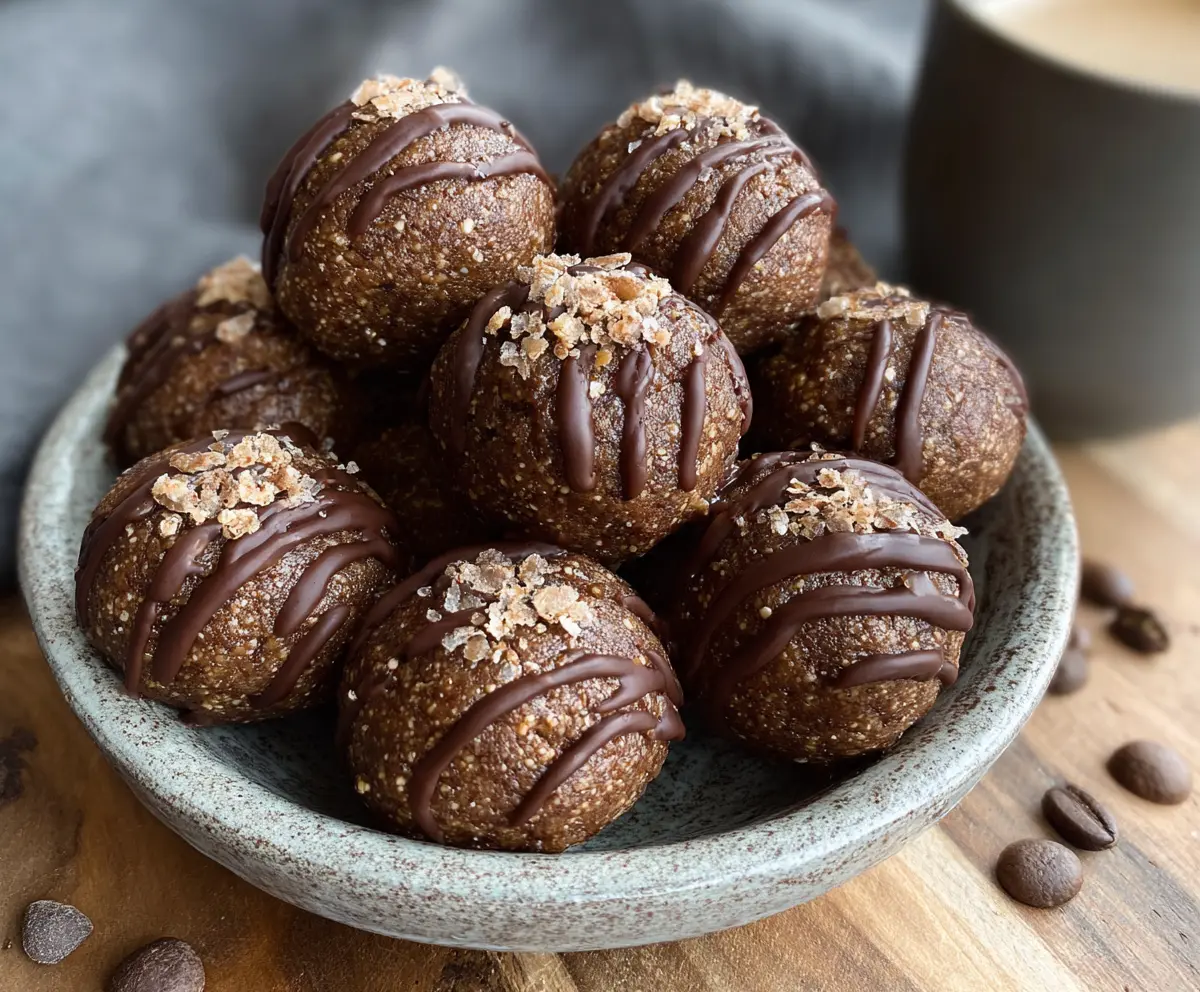Delicious Mocha Espresso Protein Balls on a plate, perfect for healthy snacking and energy boosts.