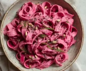 Pink Pasta with Creamy Beet Sauce