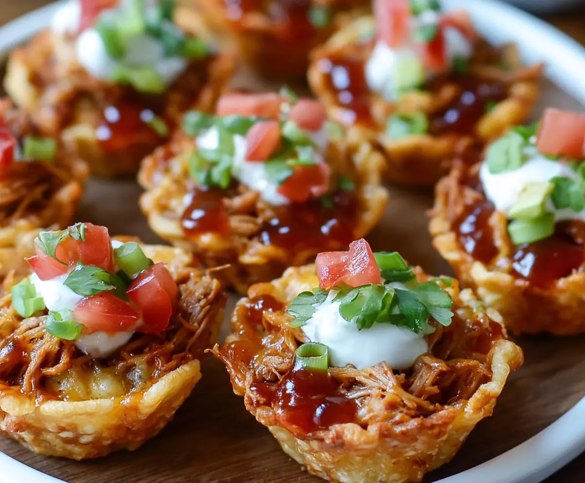 Easy Pulled Pork Nacho Cups
