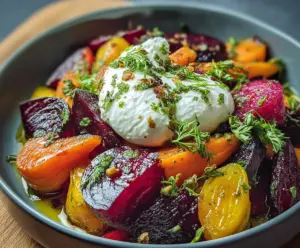 Roasted Beets and Carrots Salad with Burrata
