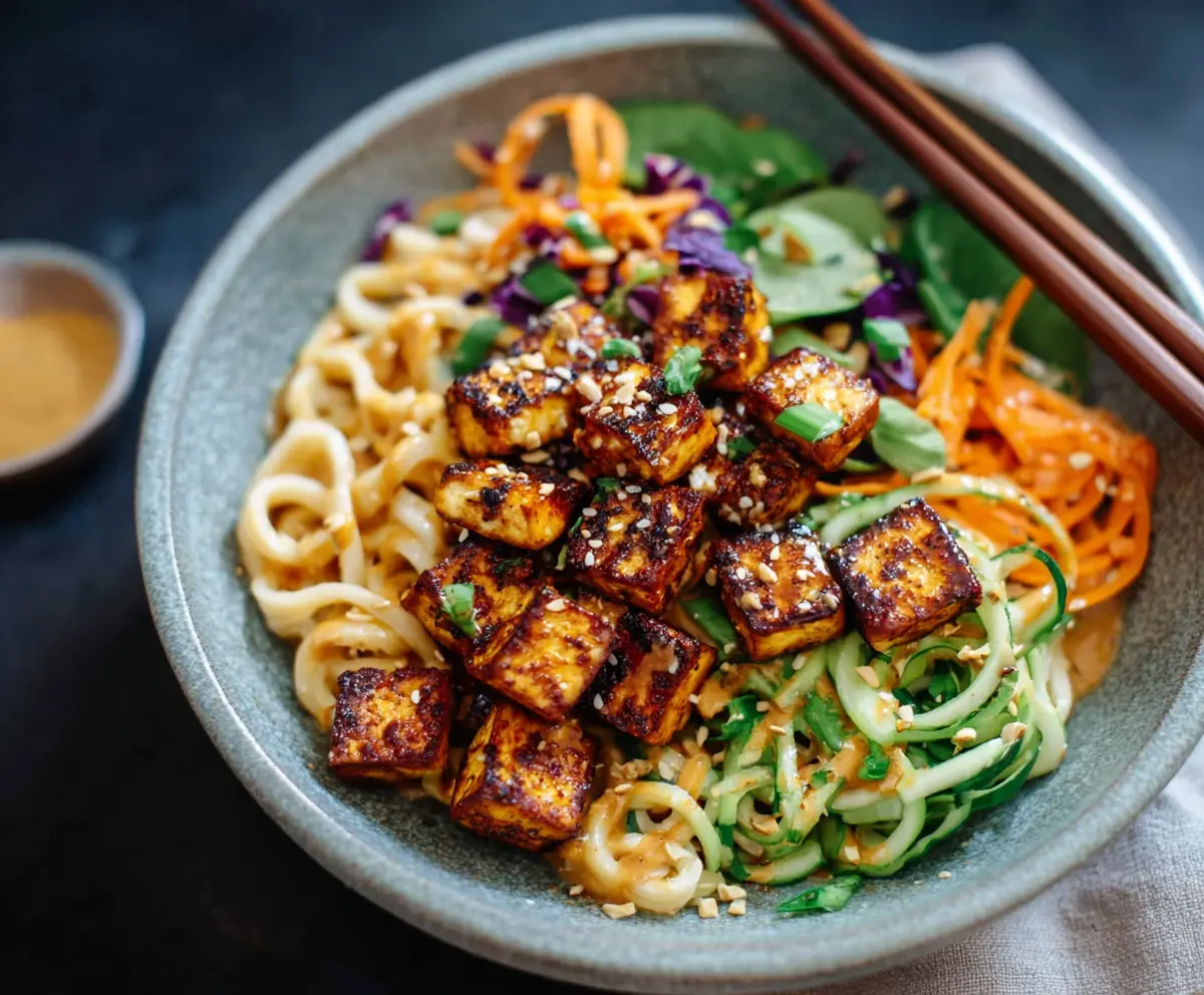 Easy Sesame Tofu Noodle Bowl