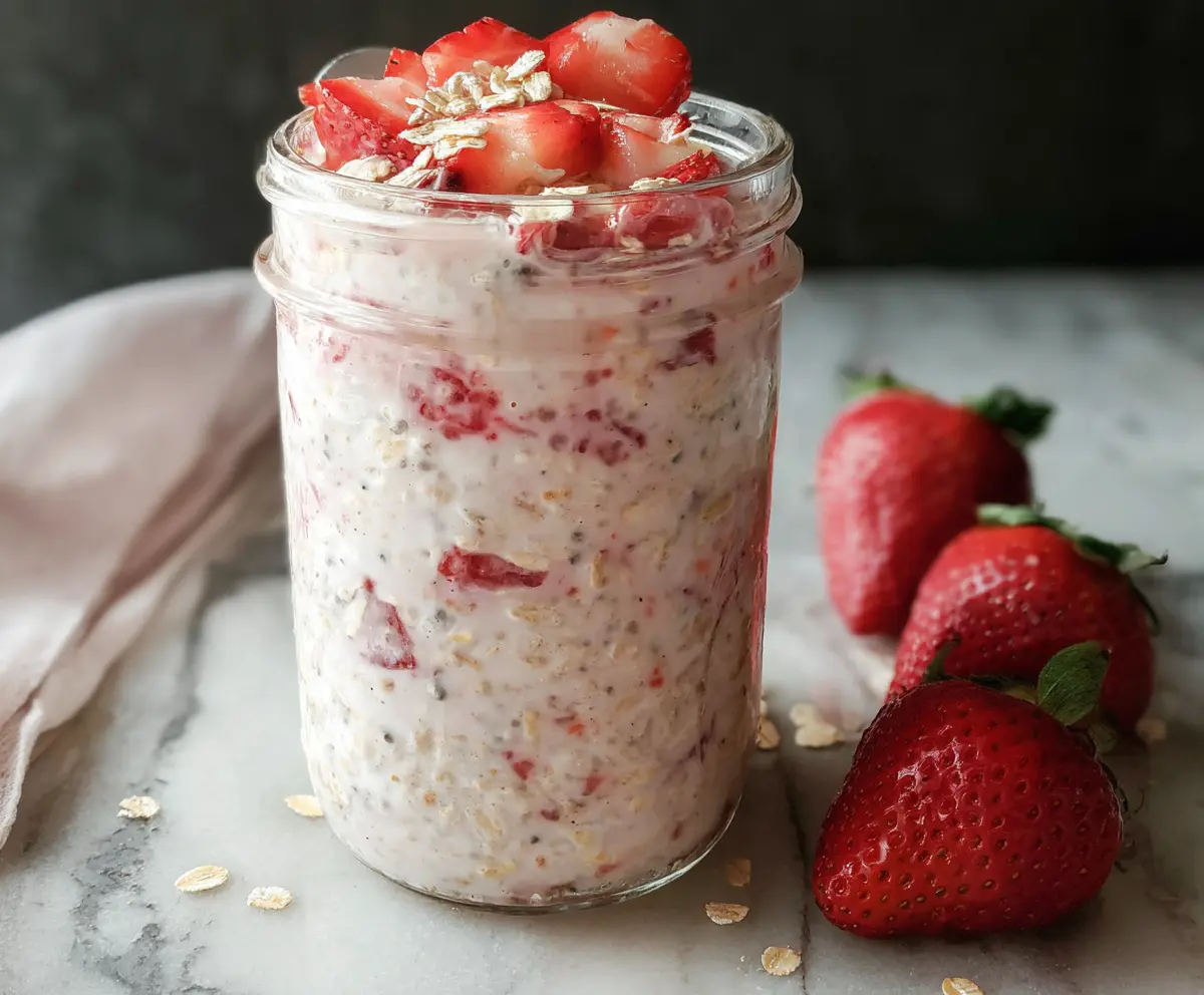 Easy Strawberries & Cream Overnight Oats