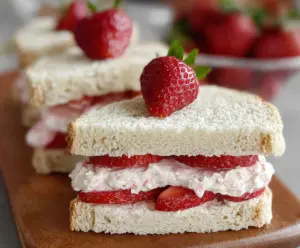 strawberry cream cheese tea sandwiches