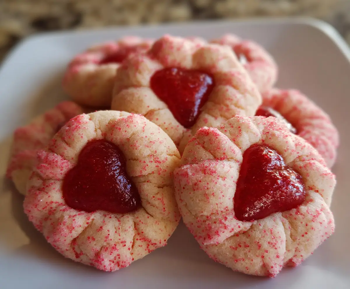 Delicious Strawberry Kiss Cookies with a sweet strawberry topping and soft cookie base.