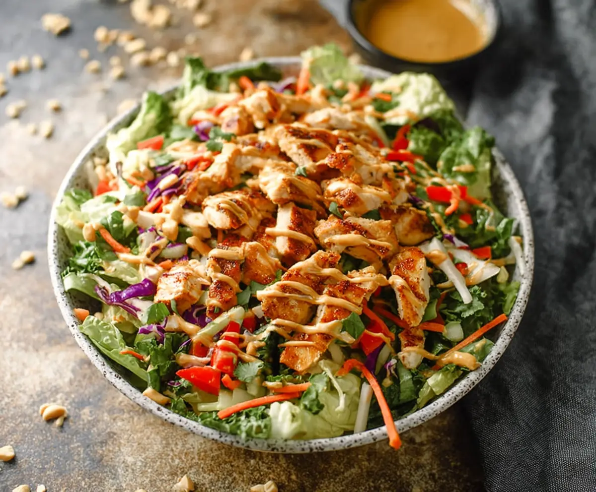 Easy Thai Chicken Salad with Peanut Dressing