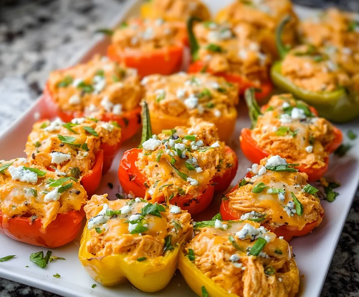 Easy Buffalo Chicken Dip Mini Peppers