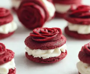 Red Velvet Rose Sandwich Cookies