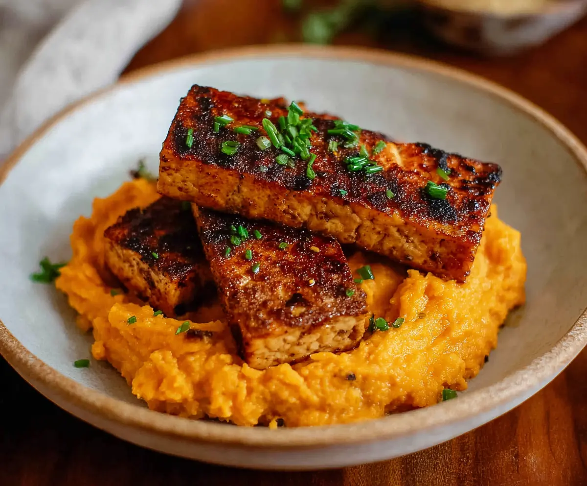 Smoky Tofu Steak & Sweet Potato Mash