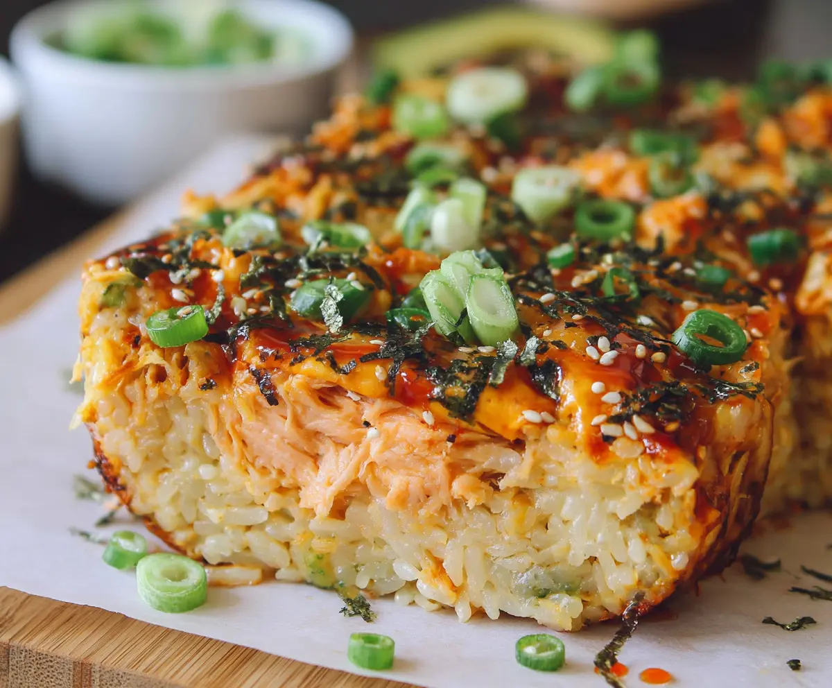 Easy Spicy Salmon Sushi Bake