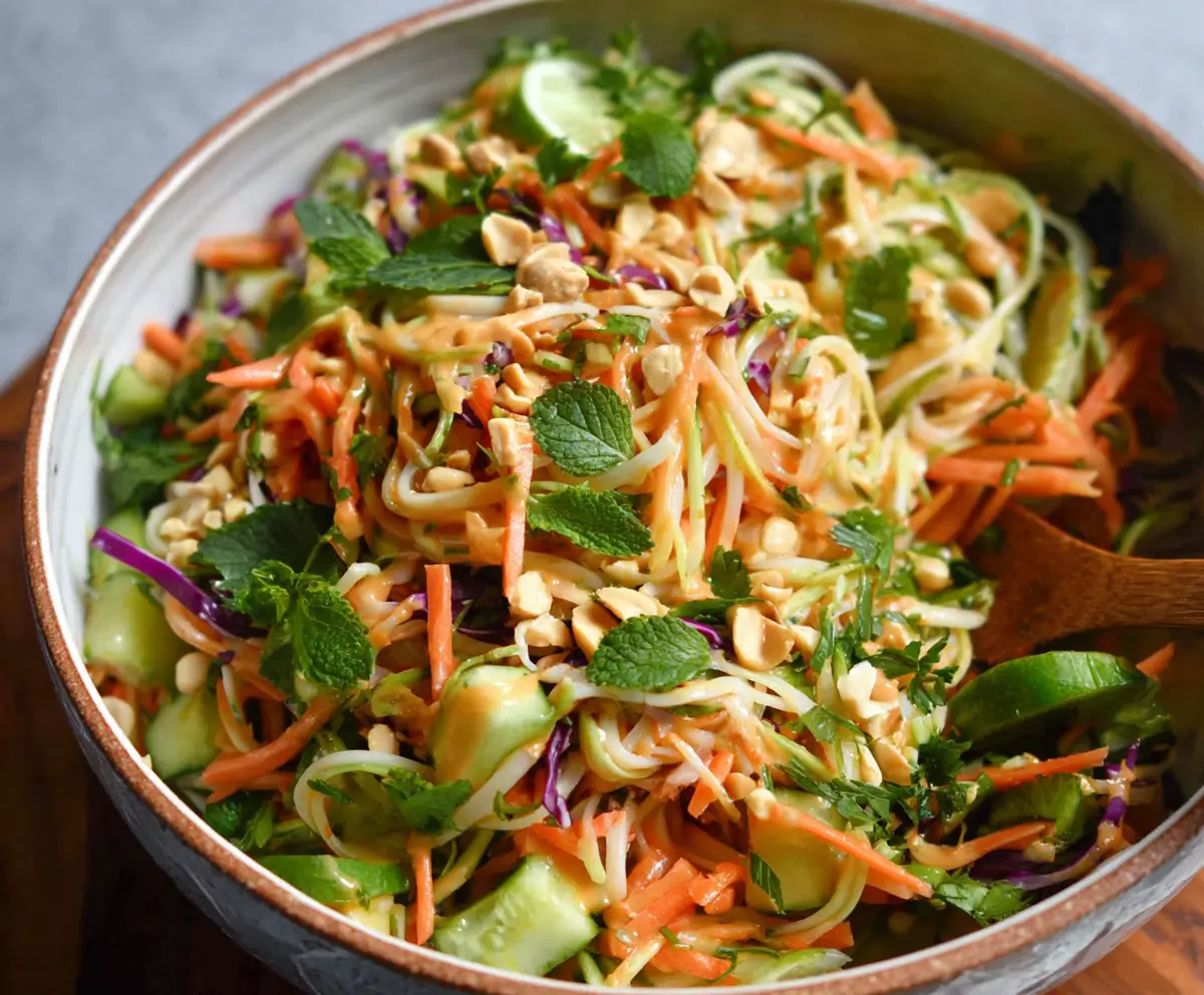 Fresh Spring Roll Salad with Peanut Sauce
