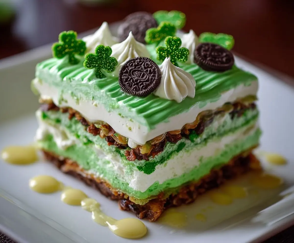 Shamrock Lasagna Dessert for St. Patrick's Day