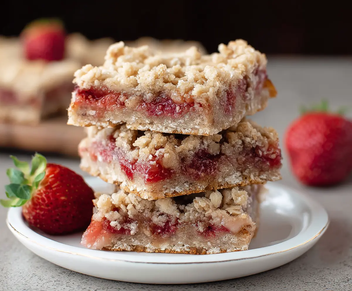 Easy Strawberry Oatmeal Crumble Bars